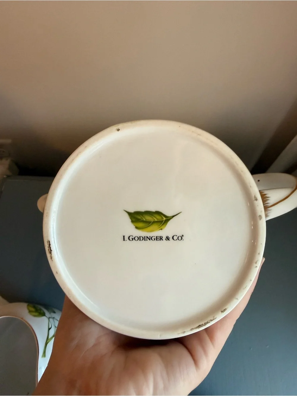Vintage I Godinger & Co Floral Teapot Botanical Porcelain Gold Trim Lidded